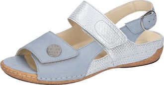Waldl&auml;ufer Sandale WALDL&Auml;UFER HELIETT, Damen, Gr. 3,5 (36), blau (hellblau), Nubukleder, Veloursleder, metallic, Basic, Schuhe Sandale, Sommerschuh, Klettschuh, 