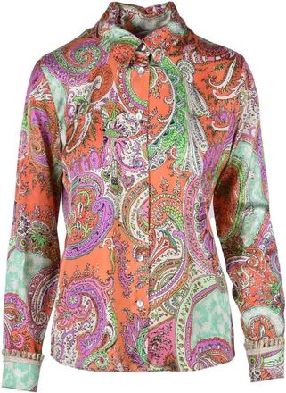 Motel Multicolor Vibrant Paisley Viscose Classic Collar Shirt