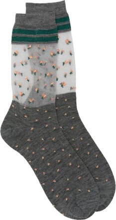 ANT45 Peng Short Floral-print Sheer Socks