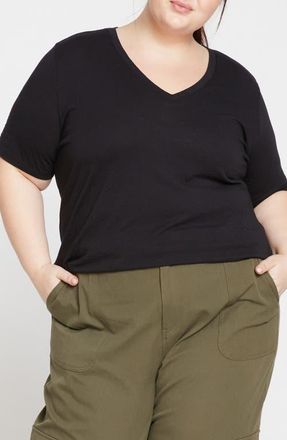 Universal Standard Light as Air V-Rex T-Shirt in Black at Nordstrom, Size 2Xl