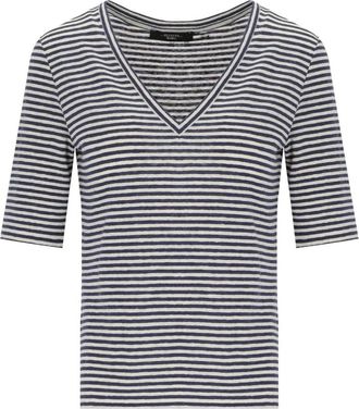 Max Mara Opzione Gestreept T-Shirt - Dames - T-shirts - Blauw - S - Linnen - Tops