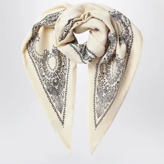 Destin Foulard bandana triangolare crema in lana