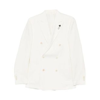 Lardini Blazers, male, White, Size: XL Giacca Doppiopetto