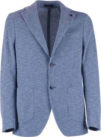 Breras Milano Textured Blue Notch Blazer