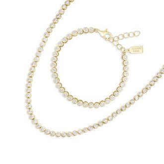 Electric Picks Jewel Tennis Bracelet and Necklace - Set of 2 in Gold at Nordstrom