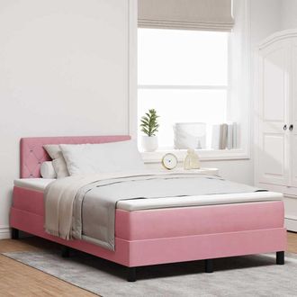 vidaXL Vidaxl Letto A Sorgente Led Con Testiera Rosa 120 X 200 Cm Velluto
