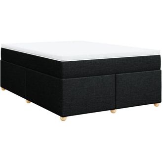 vidaXL Cama Box Spring Con Colch&oacute;n Tela Negro 140x200 Cm Vidaxl