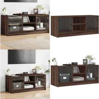 vidaXL Mobile Porta TV con Ante in Vetro Rovere Marrone 102x37x42 cm - Armadio TV - Ante in vetro