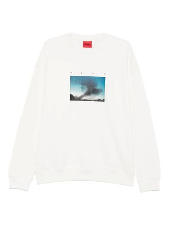 HUGO BOSS graphic-print sweatshirt - men - Cotton - S - White