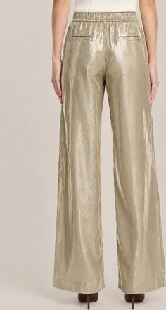 Brunello Cucinelli Wide-Leg Metallic Cotton-Blend Trousers - Beige