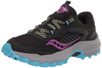 Saucony Womens Excursion Tr15 Trail Running Shoe, Black/Raz/Lime, 5.5 UK