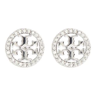 Tory Burch Miller Pav&eacute; Stud Oorbel - Dames - Oorbellen - Grijs - ONE Size - Accessoires