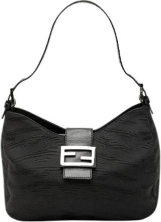 Fendi Pre-owned Shoulder Bags, female, Black, Size: ONE SIZE Pre-owned Printed Canvas Shoulder Bag