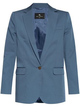 Etro single-breasted cotton blazer - women - Cotton/Spandex/Elastane/Viscose - 40 - Blue