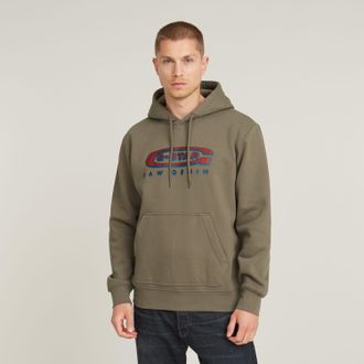 G-Star Hoodie G-STAR Old Skool Logo, Herren, Gr. XXL, braun (turf), Sweatware, Obermaterial: 58% Baumwolle, 42% Polyester, bedruckt, relaxed fit, angesetztes
