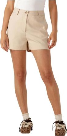 Modstr&ouml;m Korte Broeken, Dames, Beige, XL, Zand Zomer Shorts Normamd Stijl