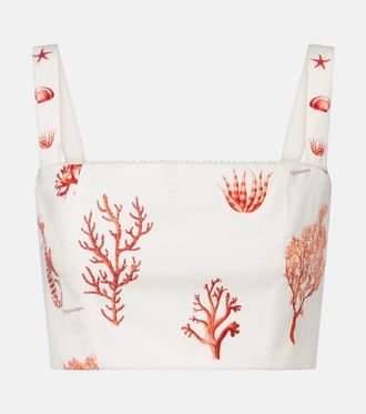 Agua Bendita Cacao printed cotton crop top