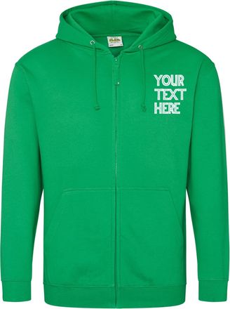 Generic Personalised Workwear Logo Text Embroidered Awdis Zoodie JH050 Zipup Hoodie Workwear Multicolor Hoodie(L, KellyGreen)