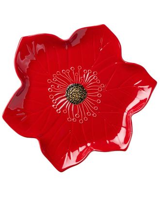 Certified International Festive Blooms 3D Poinsettia Platter