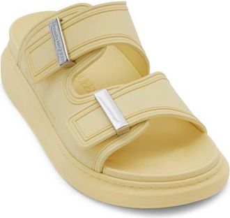 Alexander McQueen Oversized Slide Sandal in Pale Yellow/Silver at Nordstrom, Size 10Us