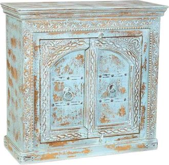 Wanderlust Deco Aparador De Madera Artesanal Azul 105x44x102h Cm