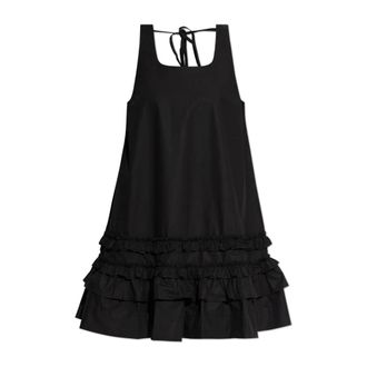 Ganni Short Dresses, female, Black, Size: M Cotton Poplin Mini Dress