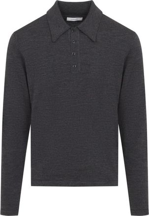 Christophe Lemaire L/S Gebreide Poloshirt - Heren - Ronde hals truien - Grijs - S - Wol - Truien & Vesten