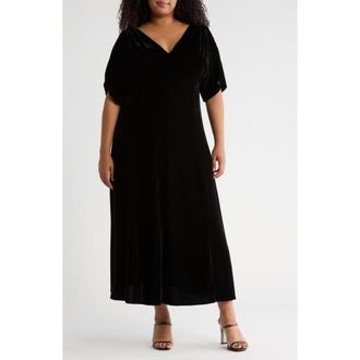 Chelsea28 Velvet V-Neck Maxi Dress in Black at Nordstrom Rack, Size 2X