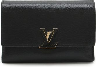 Louis Vuitton Black Galle Hot Pink Noir Leather Wallet (Tri-Fold) (Pre-Owned)
