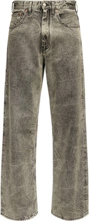 Maison Margiela crinkled-finish wide-leg jeans - women - Cotton - 29 - Black