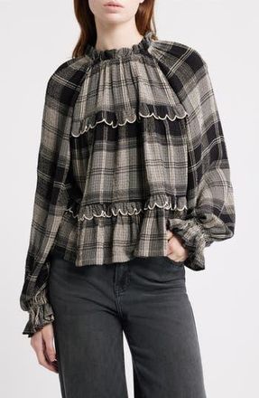 Treasure & Bond Long Sleeve Plaid Woven Shirt in Black- White Ryan Plaid at Nordstrom Rack, Size Xx-Large