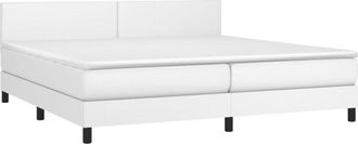 vidaXL Cama Box Spring Colch&oacute;n Y Led Cuero Sint&eacute;tico Blanco 200x200 Cm Vidaxl