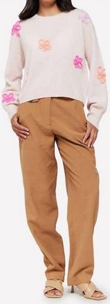 Brodie Flower Pop Crew Neck Jumper In Cherry Blossom