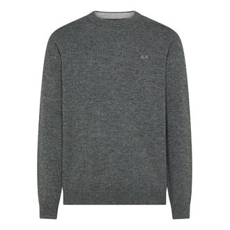 Sun 68 Gebreide trui met ronde hals - Heren - Truien - Grijs - Maat: 2XL Wol