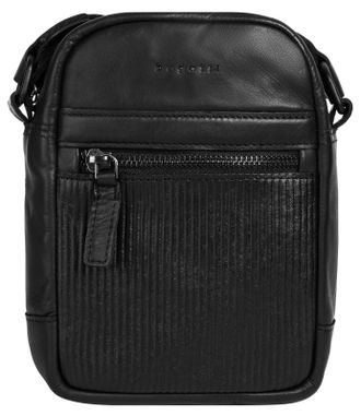 Bugatti Umh&auml;ngetasche BUGATTI JOEL, Damen, Gr. B/H/T: 14cm x 19cm x 5cm onesize, schwarz, Leder, leicht gl&auml;nzend, unifarben, Taschen Umh&auml;ngetasche, echt Leder