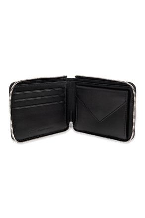 Ami Leather Wallet With Logo, Unisex, Black