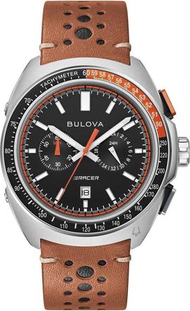 Bulova Leather Racer Chronograph Mens Watch