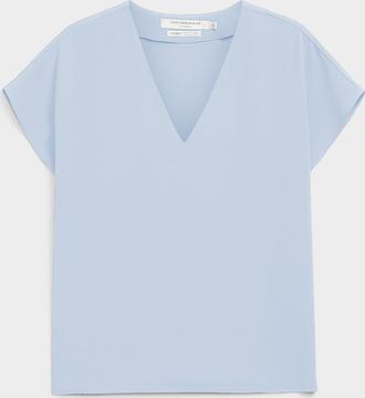 Contemporaine Womens Cap-sleeve flowy blouse