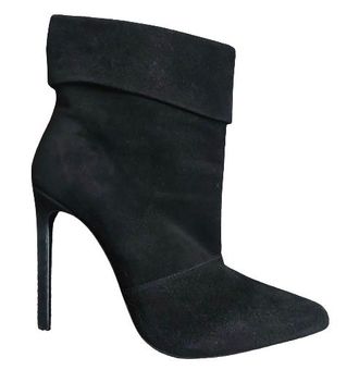 Saint Laurent Black Suede Fold Over Ankle Boots Size 36