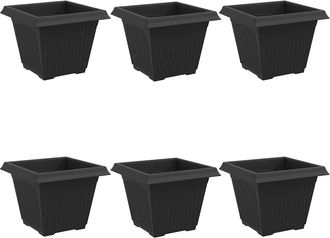 vidaXL Maceta Cuadrada Para Flores 6 Uds. Negro 38 X 38 X 30 Cm Vidaxl