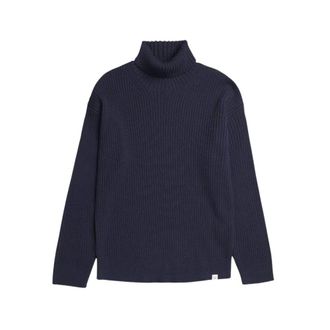 Norse Projects Turtlenecks, male, Blue, Size: L Le Frey Wool Cotton Fisherman Sweater