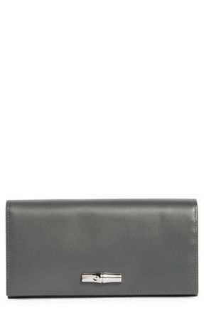 Longchamp Leather Flap Wallet in Gunmetal at Nordstrom Rack