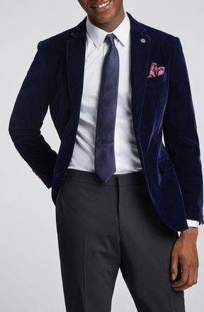 Marc Darcy Slim Fit Hudson Navy Velvet Jacket