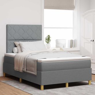 vidaXL Vidaxl - Letto A Molle Con Materasso Grigio Chiaro 120 X 200 Cm Tessuto