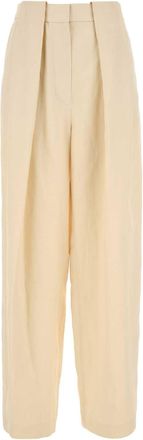 Stella McCartney Stella McCartney Womens Wide Butter-coloured Pants In Linen Blend - Cream viscose - Size EU 40 (Womens)