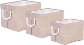 Beliani Set of 3 Baskets DARQAB Cotton Taupe