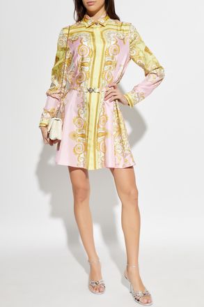 Versace Silk Dress With Belt, Womens, Multicolour