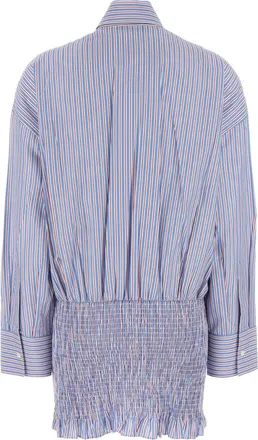 Prada Womens Embroidered Poplin Shirt Blue Trochusniloticus