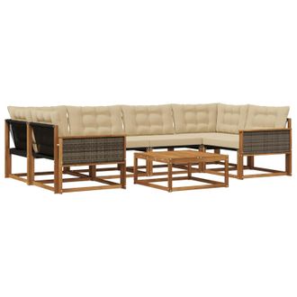 vidaXL Conjunto De Sof&aacute;s De Exterior Con Coj&iacute;n 7 Pcs Natural Y Beige Vidaxl