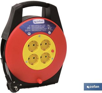 cofan Enrollacables Cable 4t. 20 M. (3 X 1,5mm), Enrollacables El&eacute;ctrico Con Cuatro Tomas O Enchufes Y 20 Metros De Longitud. Enrollacables Provisto De Conm